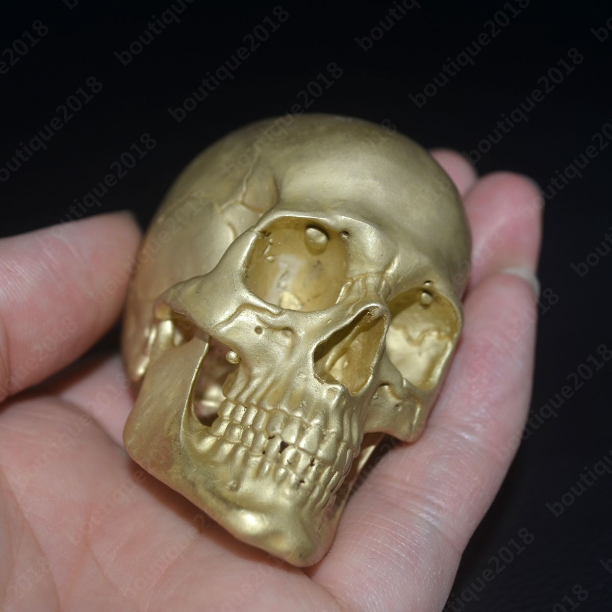 Realistic Solid Brass & Copper Human Skull Art Sculpture, Lost-Wax Casting