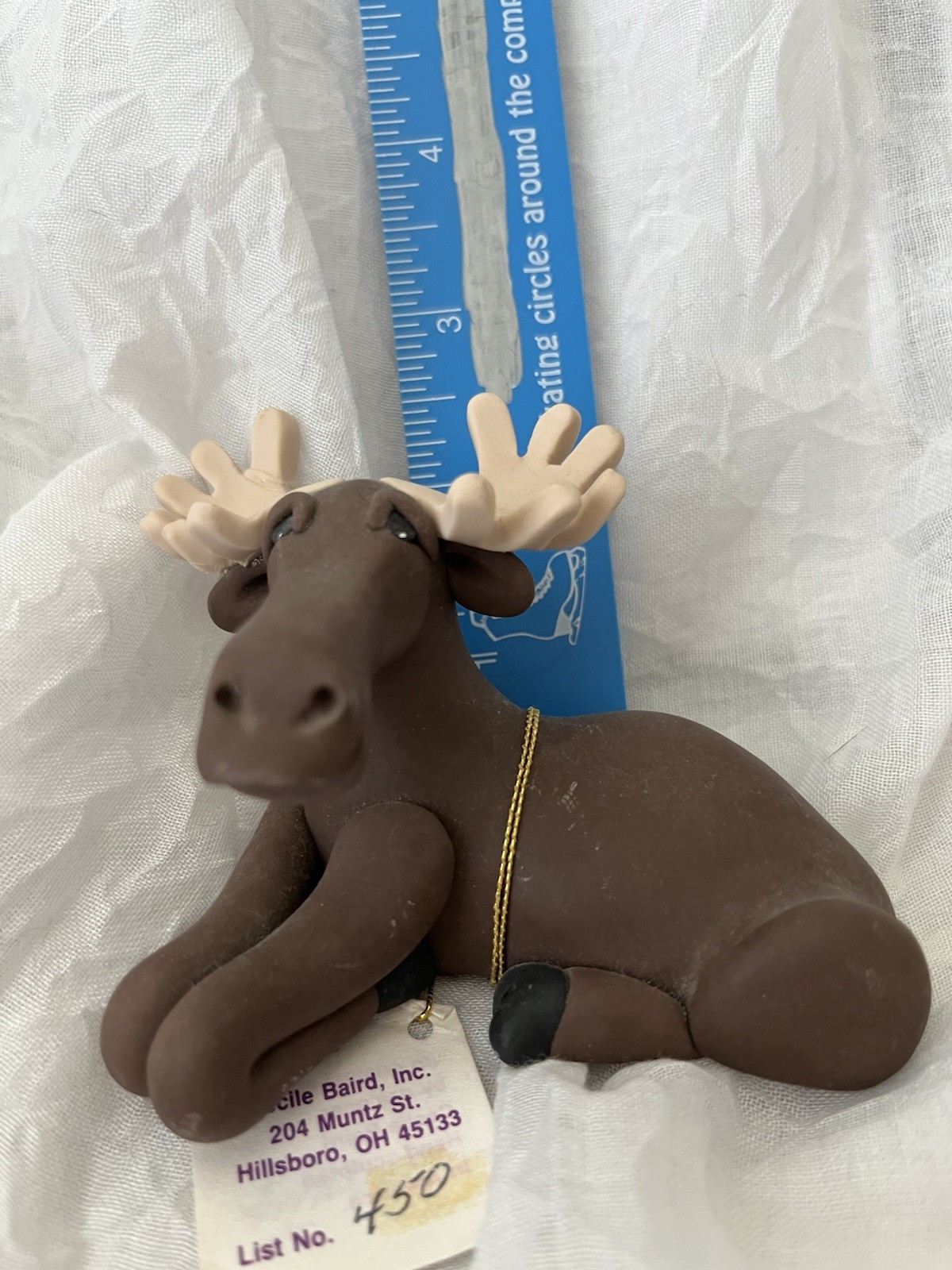 Cecile Baird Sculpted Clay MOOSE Figurine with Tag #450