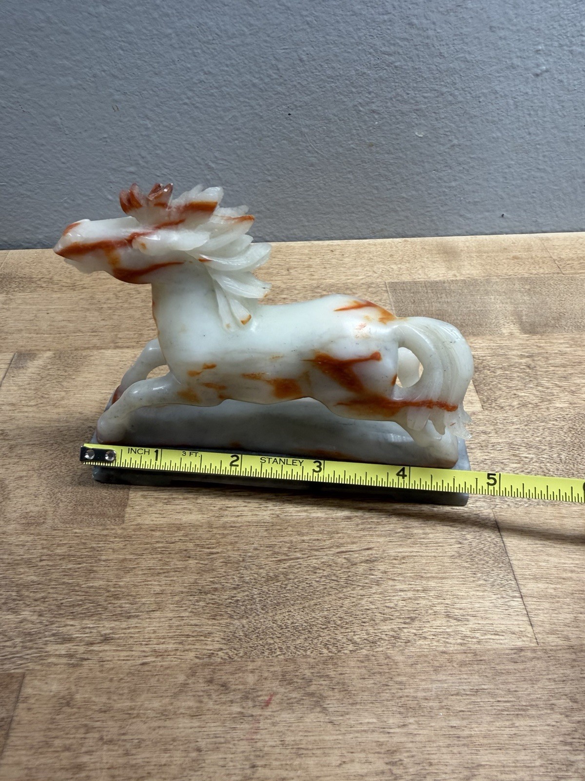 Onyx Marble or soap stone Carved Hose Signed R. York China 1991 Art Deco Vintage