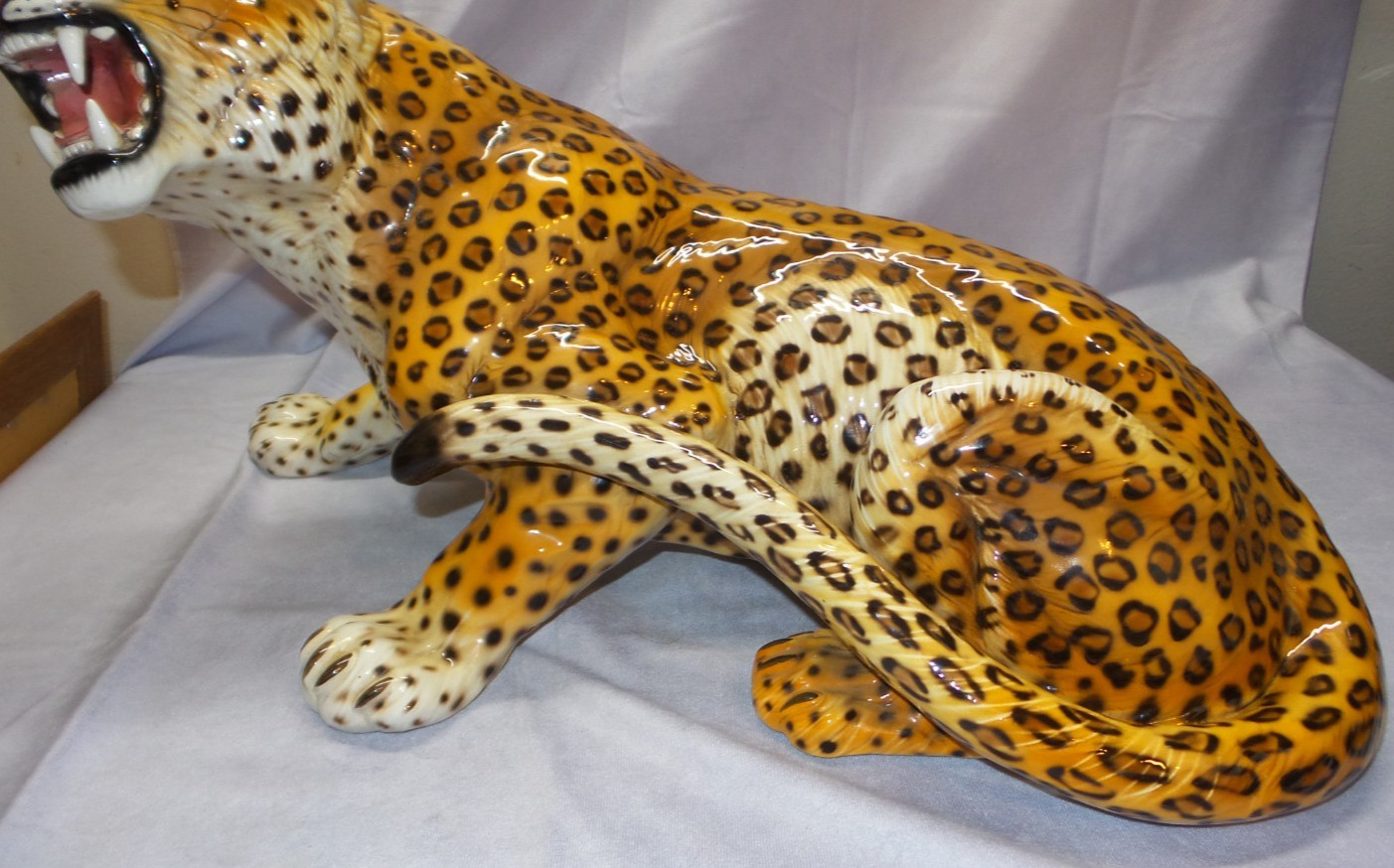 GIOVANNI RONZAN Porcelain Leopard Figurine 20″ Italy MCM – READ DESCRIPTION