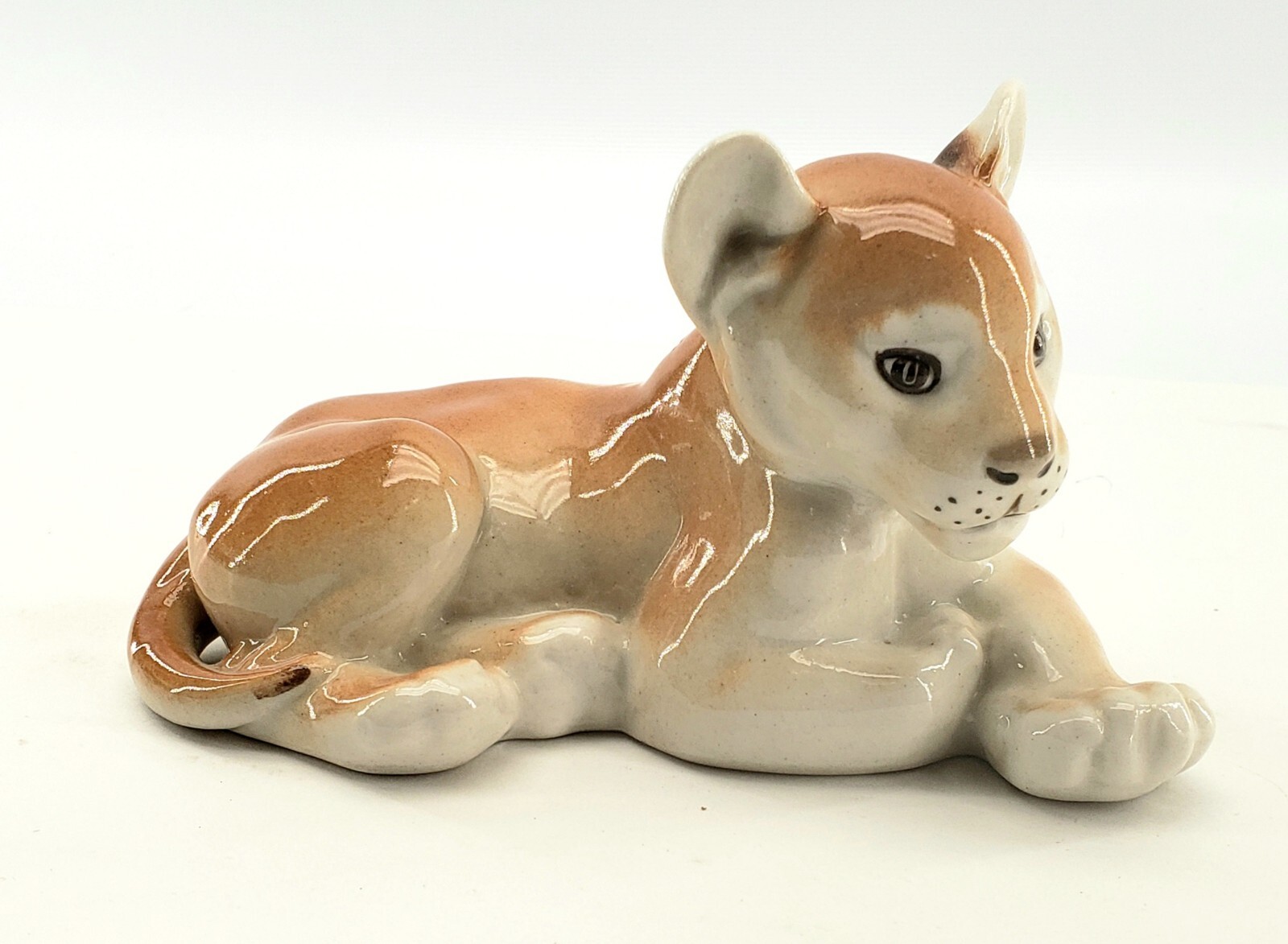 USSR Lomonosov Russian Porcelain Lion and Cheetah Cubs Cat Figurines