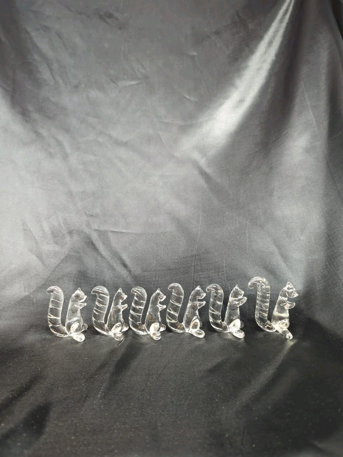 6 Clear Glass Squirrel Figurines Glass Squirrels Forrest Animal Figures New