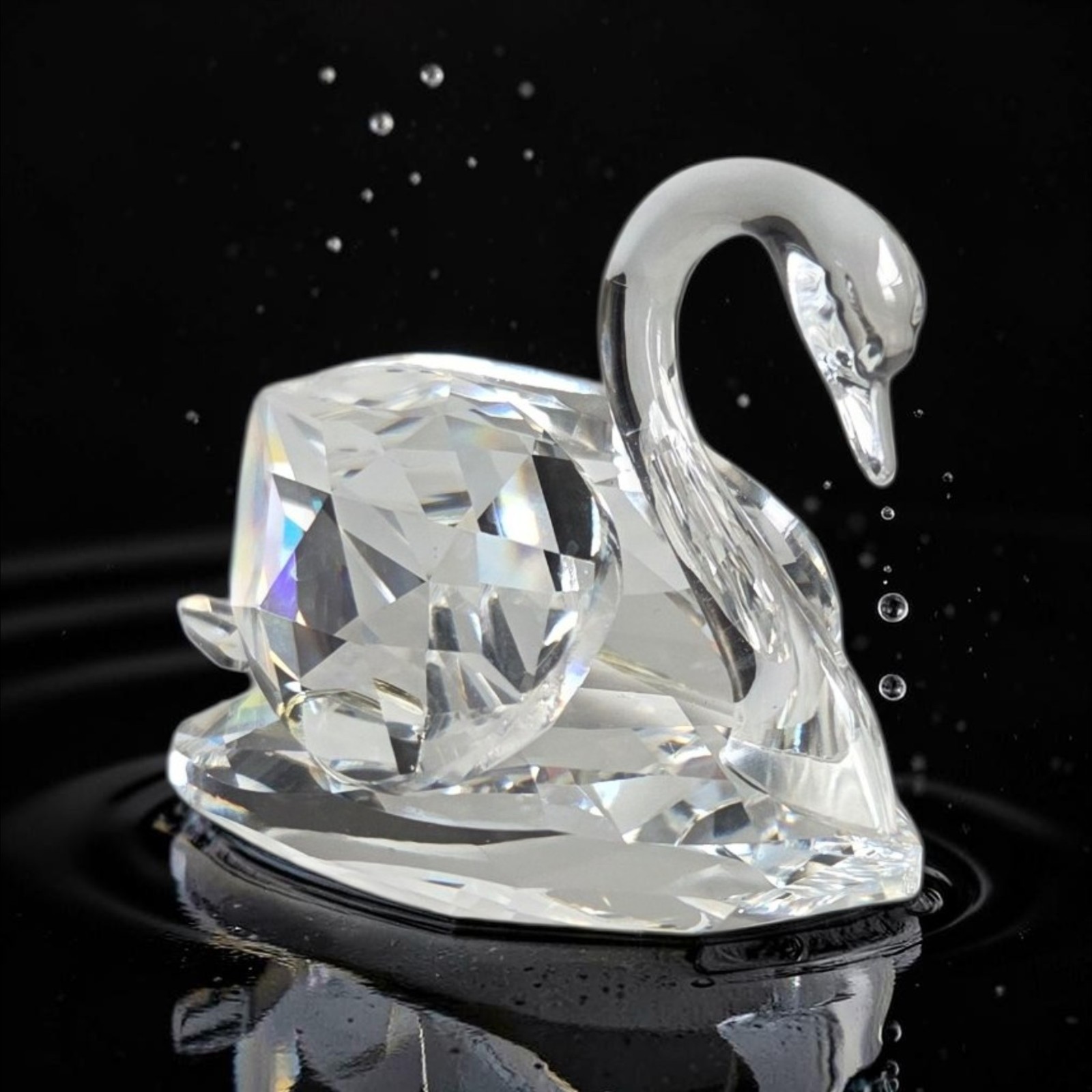Swarovski Silver Crystal Swan Figurine #7633 Retired w/ Original Box Austria