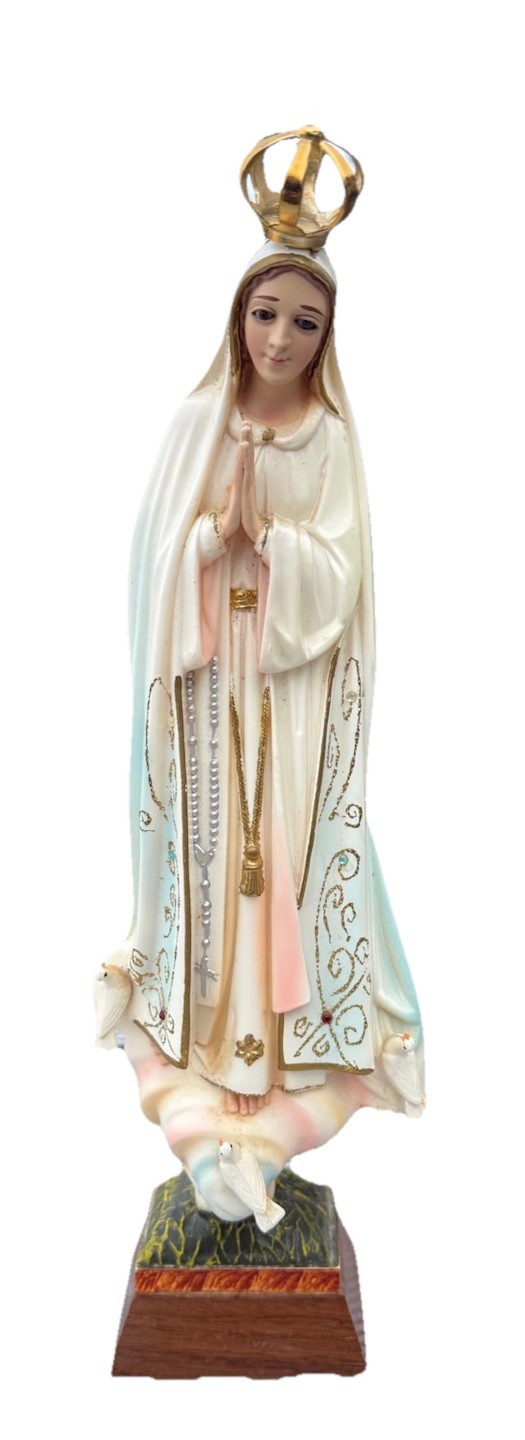 VINTAGE! Crowned Madonna Figurine With Doves 14+ Inch Height NOV25