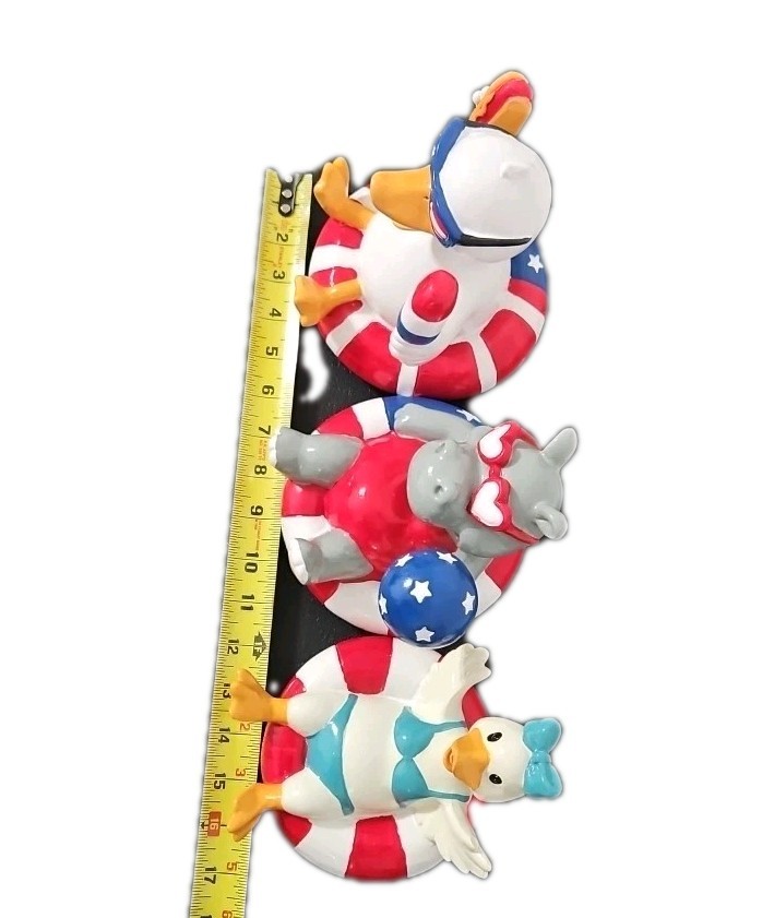 4th of July Float Animal Figurines Ducks & Hippo Patriotic Red White Blue Decor