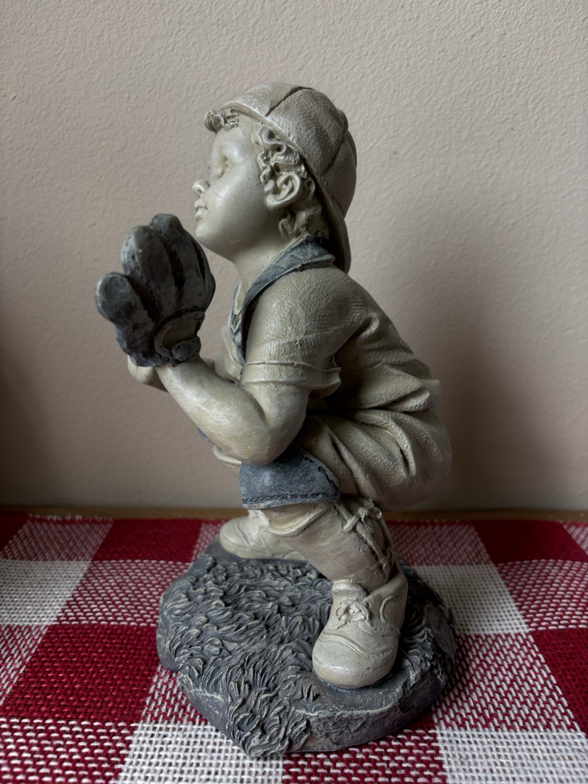 Jaimy Art Resin Baseball Pitcher & Catcher Sculptures Vintage Home Run Or Strike
