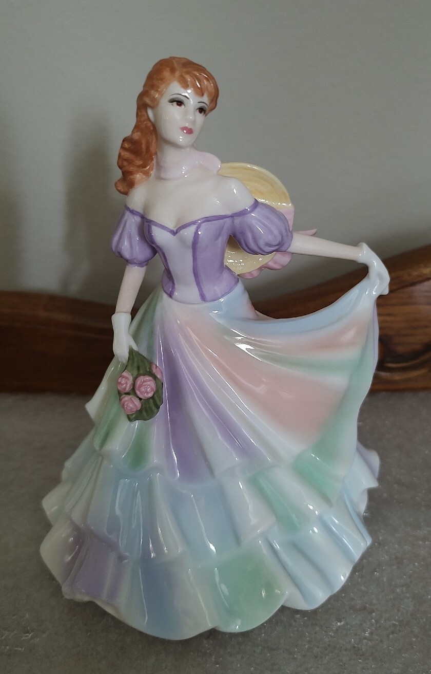 Coalport Bone China Figurine Holding Flowers “Picked Especially For You”