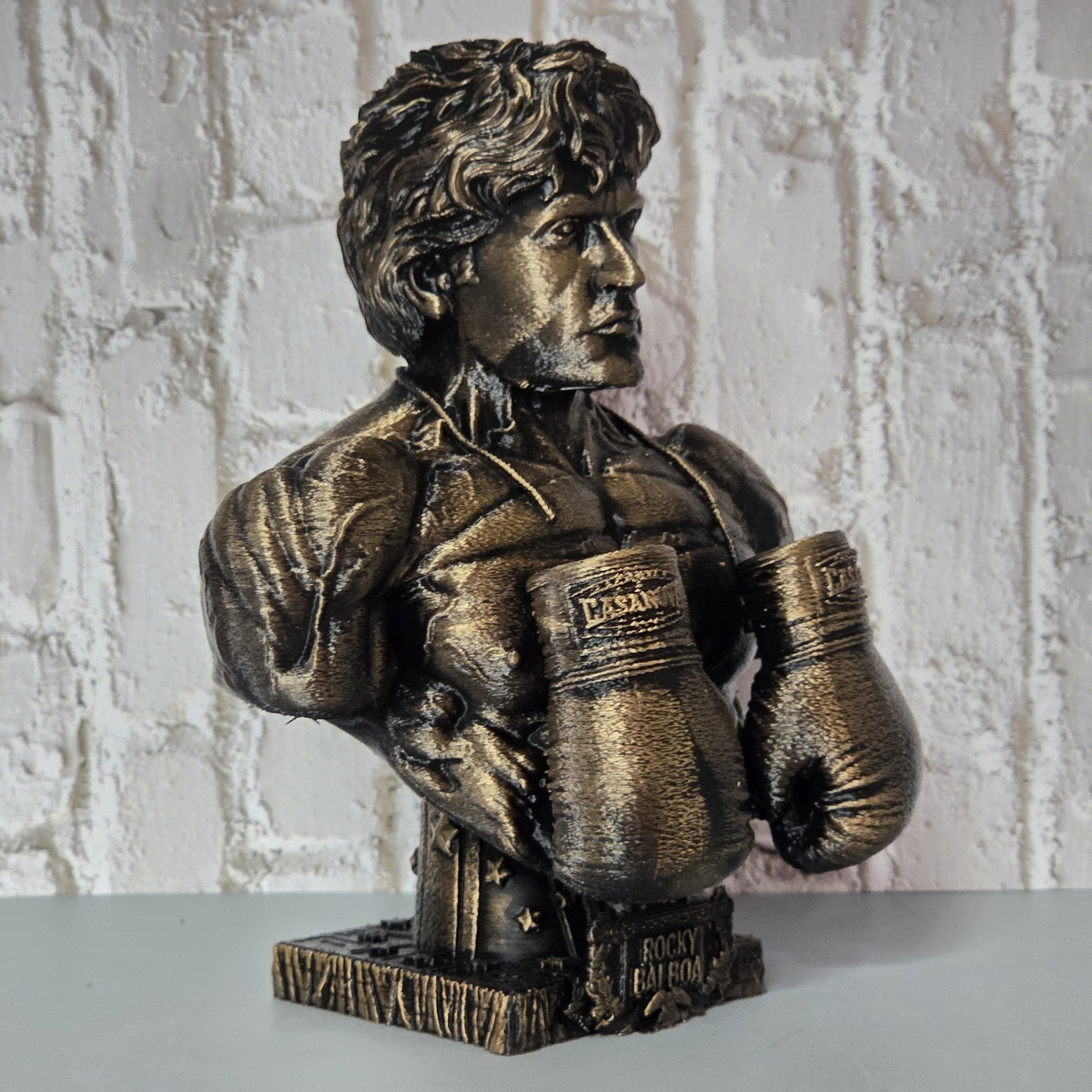 Rocky Balboa Bronze Tone Boxing Figure Bust Sculpture 3d print hand painted 6″