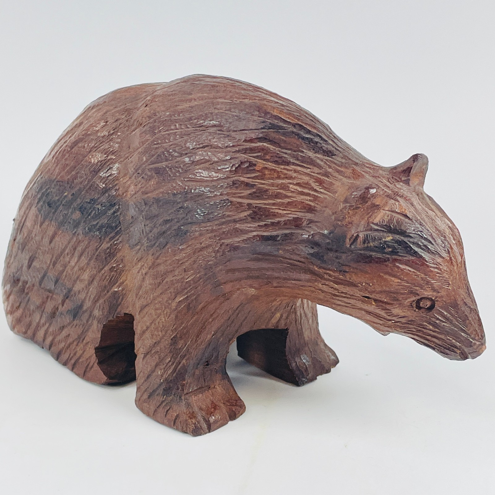 Vintage Hand Carved Ironwood Bear Figurine Rustic Folk Art Animal Sculpture 7″