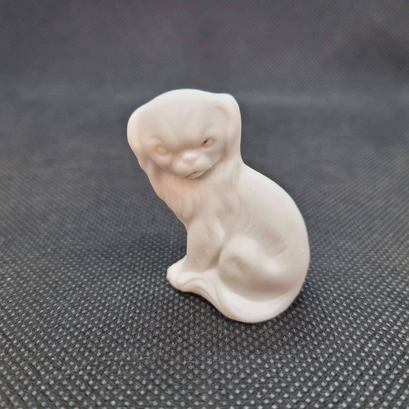 Antique Pekingese Ceramic White Dog Dollhouse Miniature Figurine Germany 1880