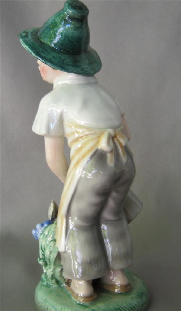 Original Keramos Dakon Glass Porcelain Boy Gardener Figurine Austria Vienna