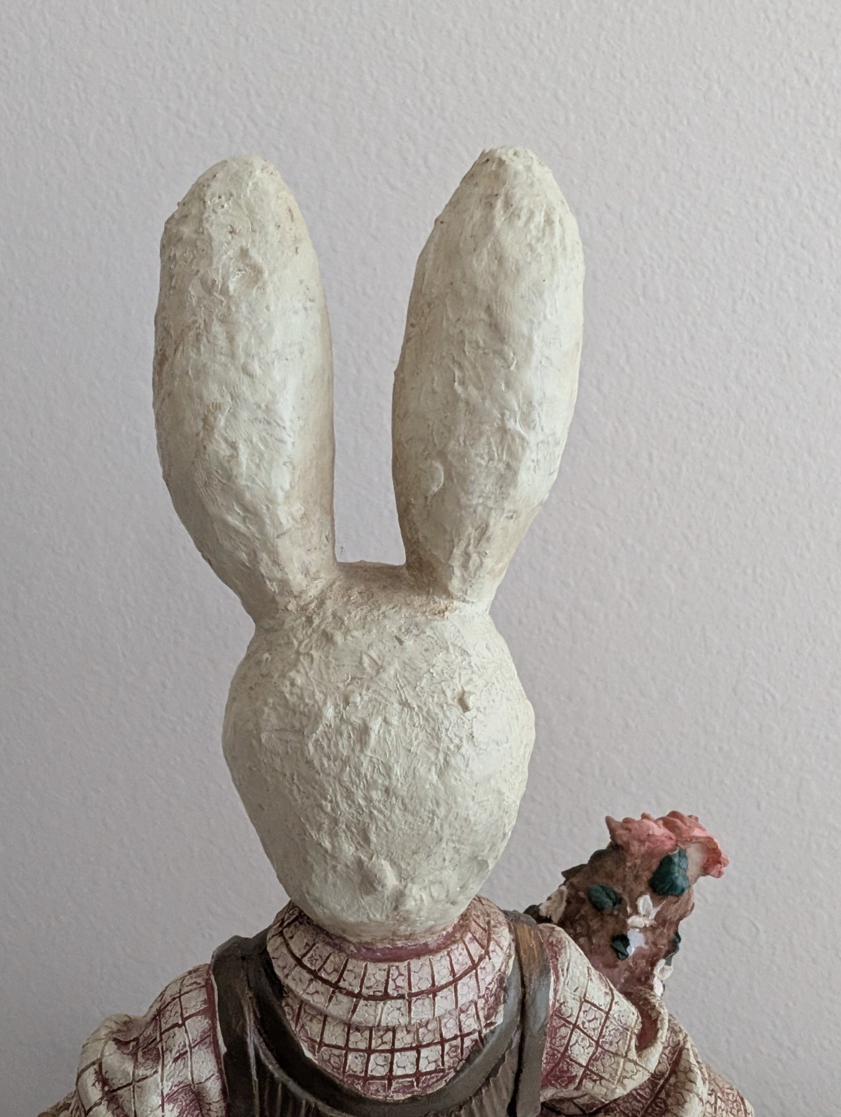 Paul Gordon folk art dapper figurine rabbit bunny flower pot vest bowtie