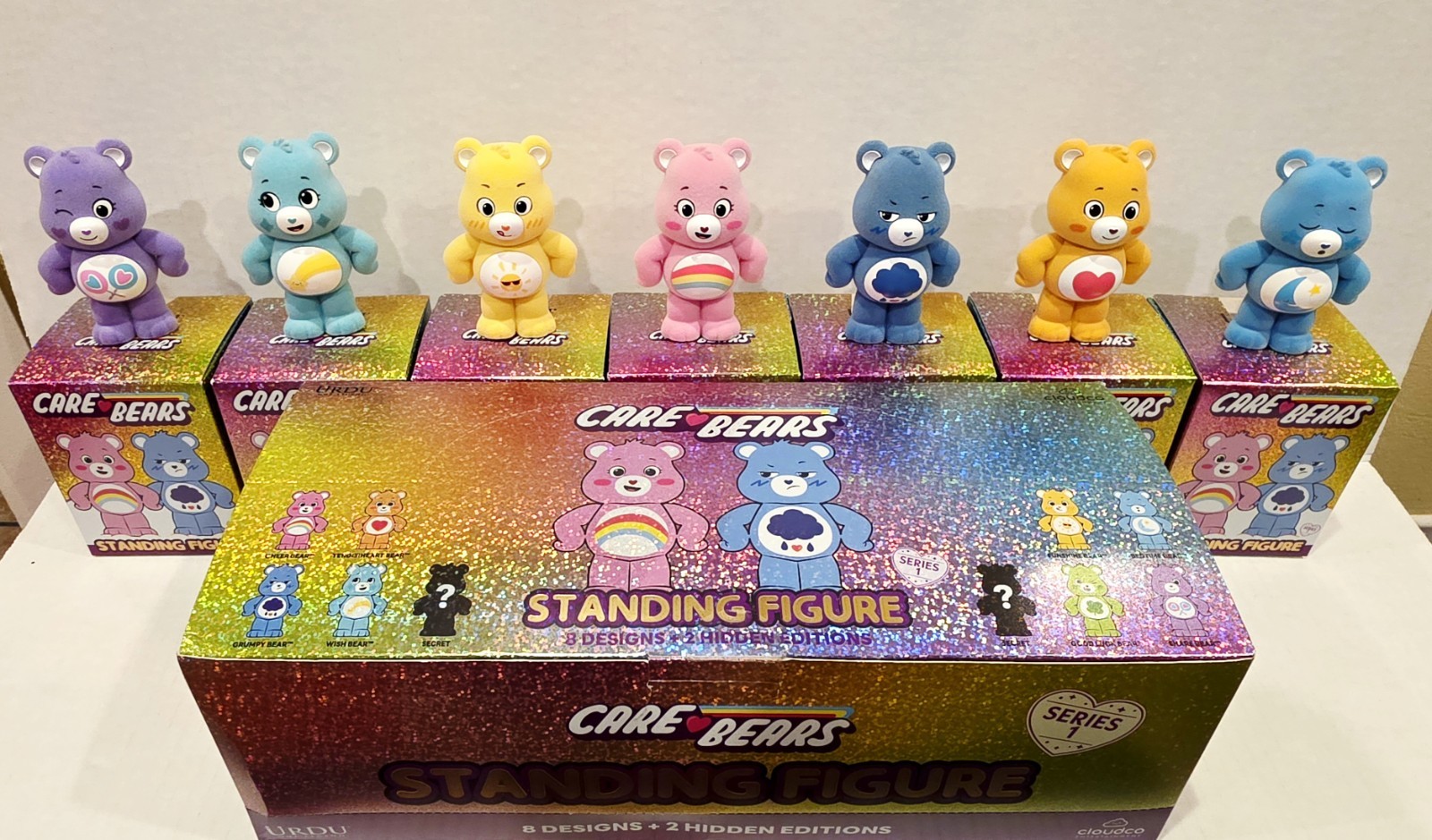 🐻 URDU Care Bears Standing Figure Blind box Series 1 Set of 7 RARE Flocked NICE