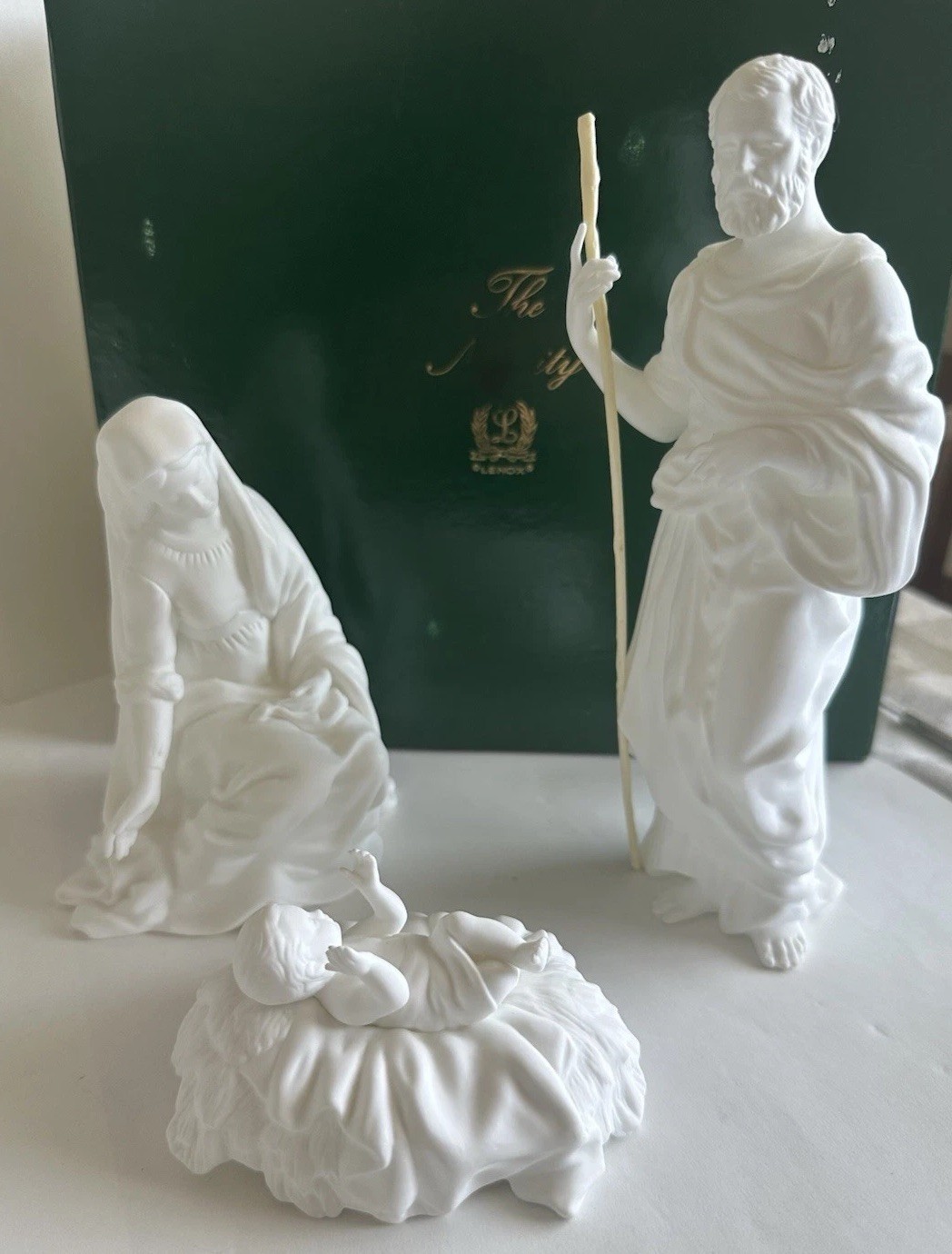 VTG LENOX Christmas Nativity The Holy Family White Porcelain Figure 3 Piece Set