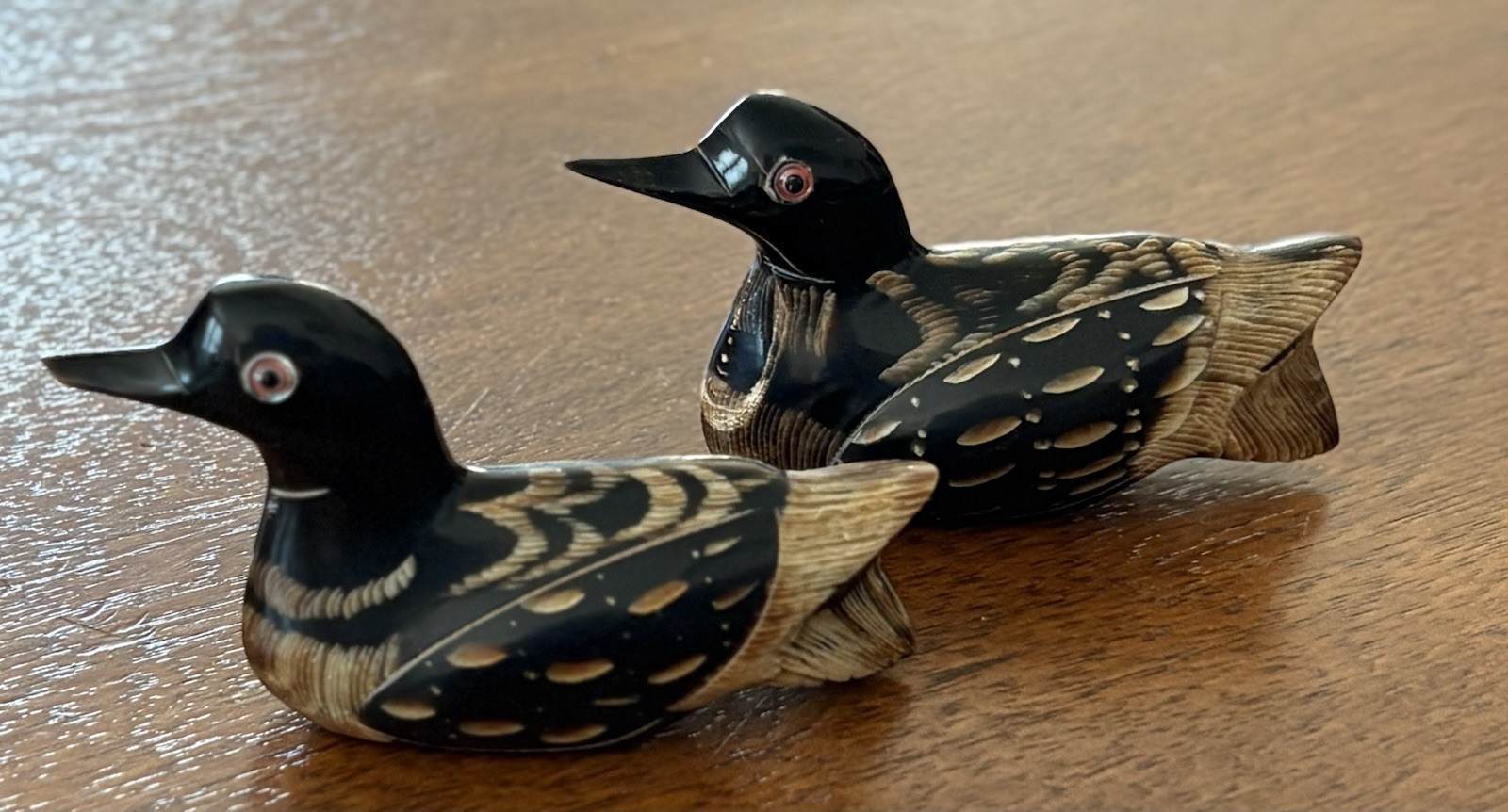 Vintage Set Of Loons; Made Of Hand Carved Antler SEE PHOTOS 3.25” x 1”