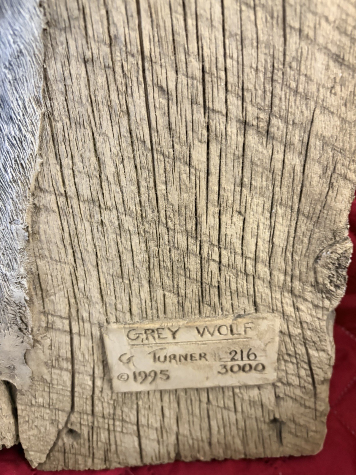 George Turner Ltd Edition Relief Sculpture “GREY WOLF” 1995 Barn Wood W CERT EXC