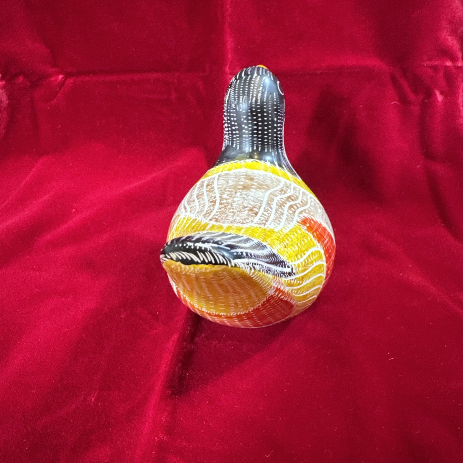 Carved Soapstone Bird Figurine Handcrafted in Kenya Multi color Paperweight