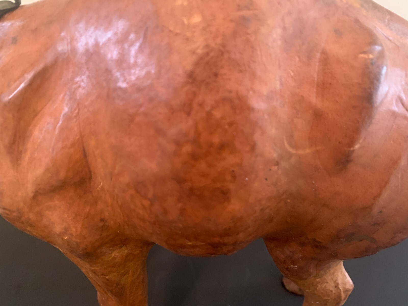Vintage Leather Wrapped Large Camel 21′ W X 17″ Tall with glass eyes