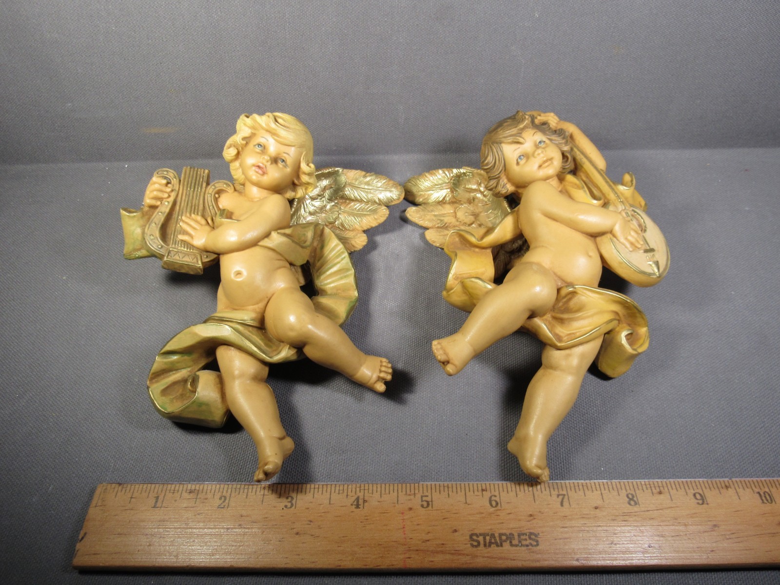 Fontanini Cherubs 2 Italy Depose 1984 Vintage Marked Simonetti 7″ x 4.5″ Resin