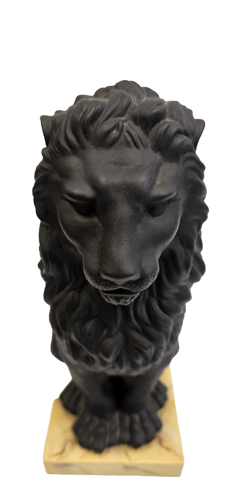 Rare MOTTAHEDEH Italy Black Basalt Bisque Porcelain Lion Cat Sculpture Figurine