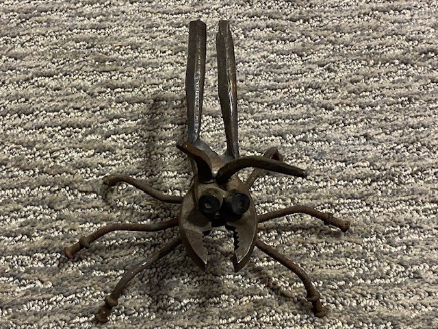 Vintage Hand Made Metal Tool Insect Sculpture Primitive Folk Art 6.5″x 6.5″x 4″