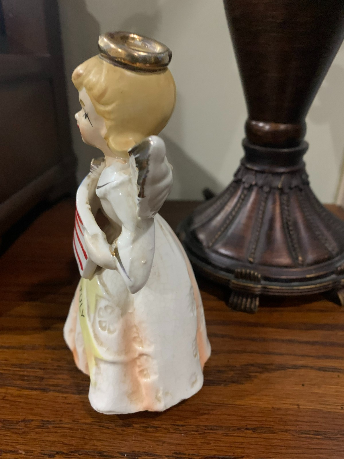 LEFTON NAPCO Japan JULY 4TH HOLIDAY STARS & STRIPES ANGEL FIGURINE 5″