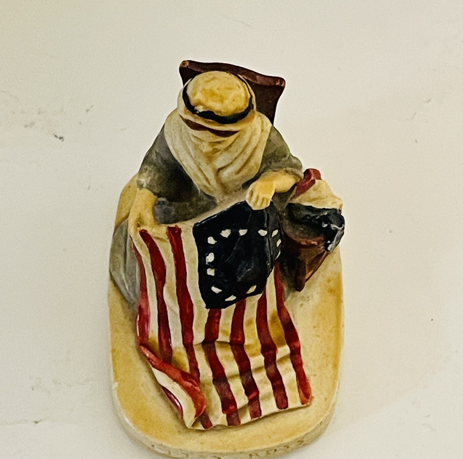 Vintage R.W. Baston Betsy Ross Figurine Ceramic Hand Painted Multicolor 1949