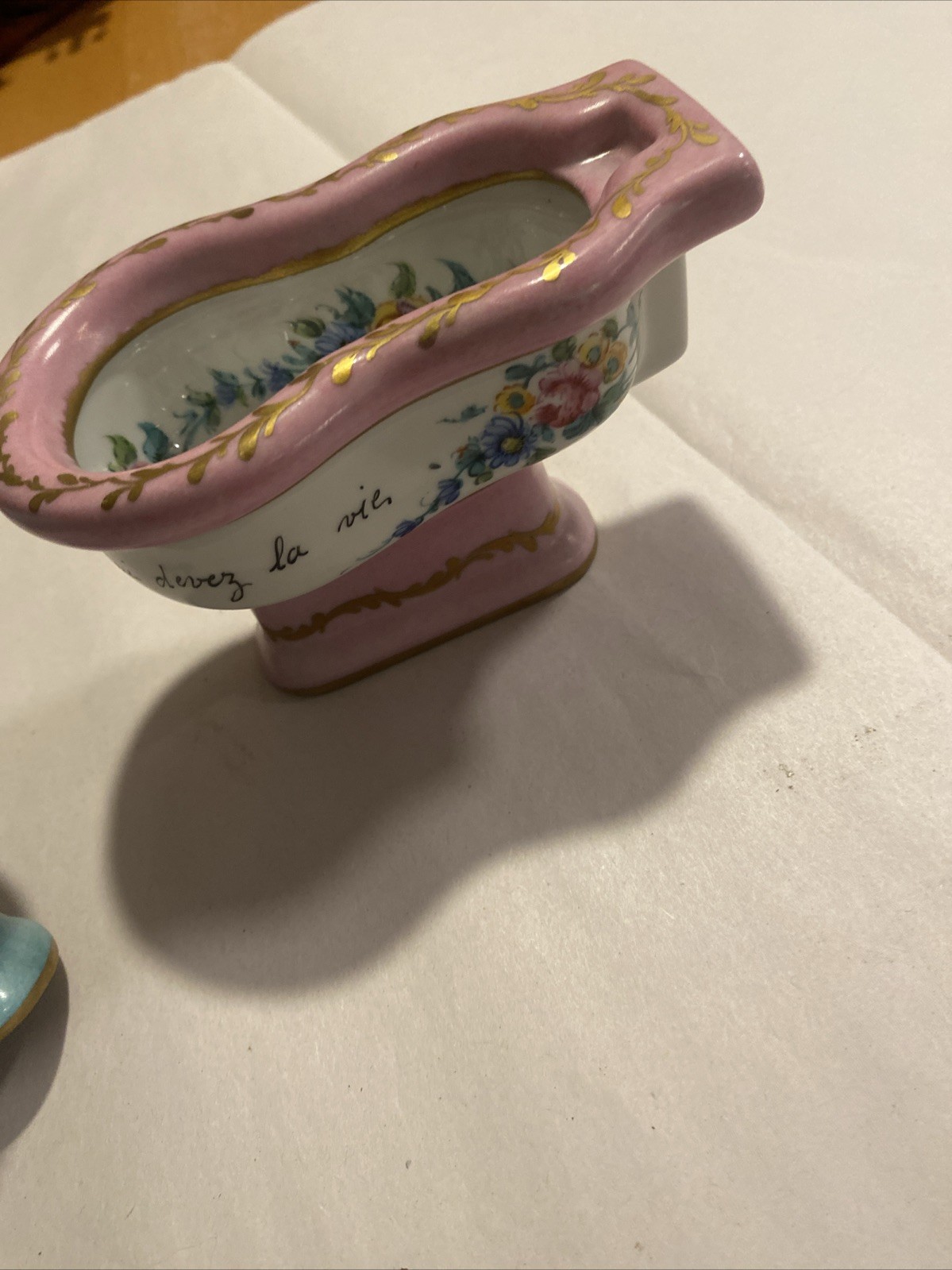 Vintage French Sevres Porcelain Miniature Hand Painted Bidet Lot Of 2