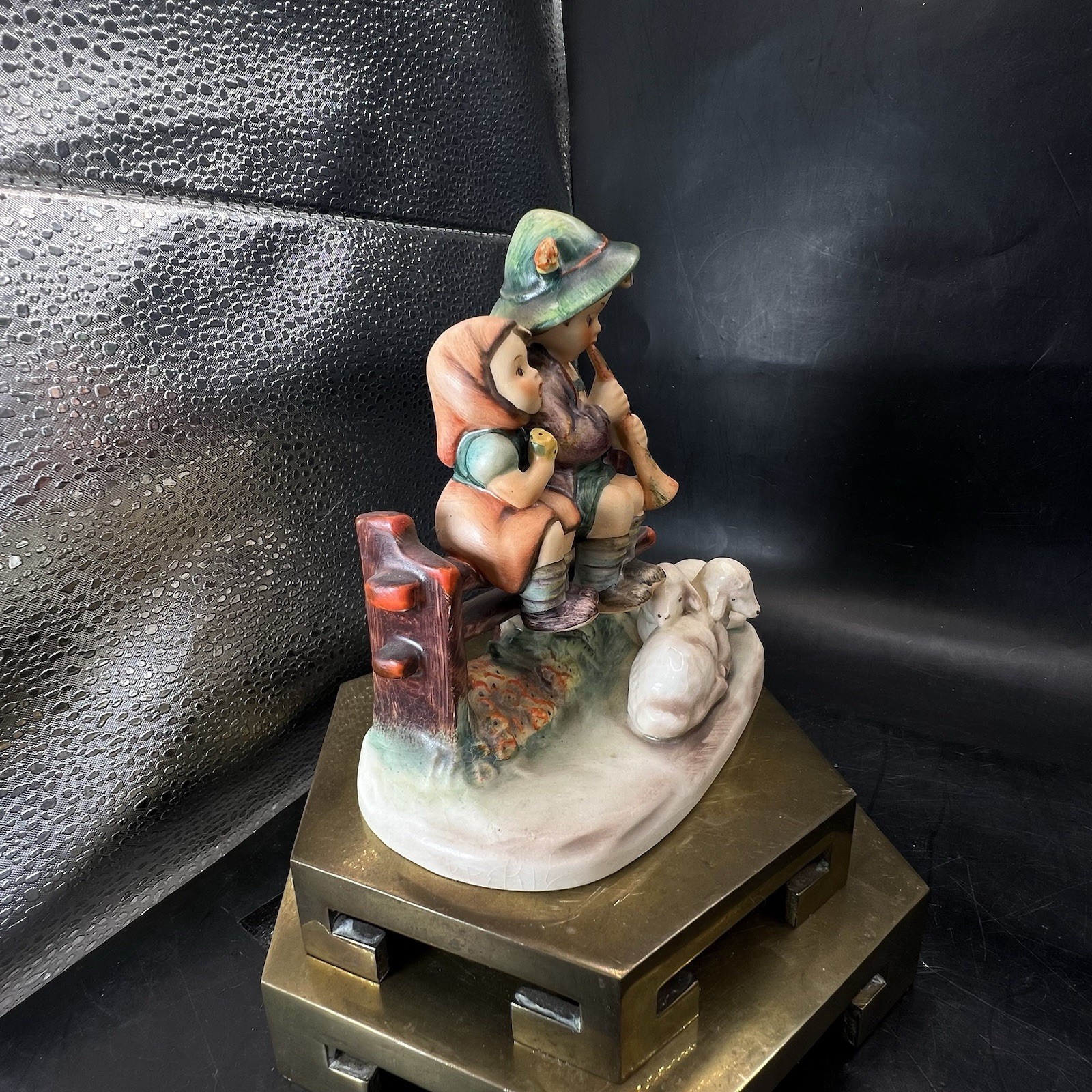 Vintage Hummel #99 EVENTIDE Figurine Boy Girl Fence Lambs Flute Full Bee