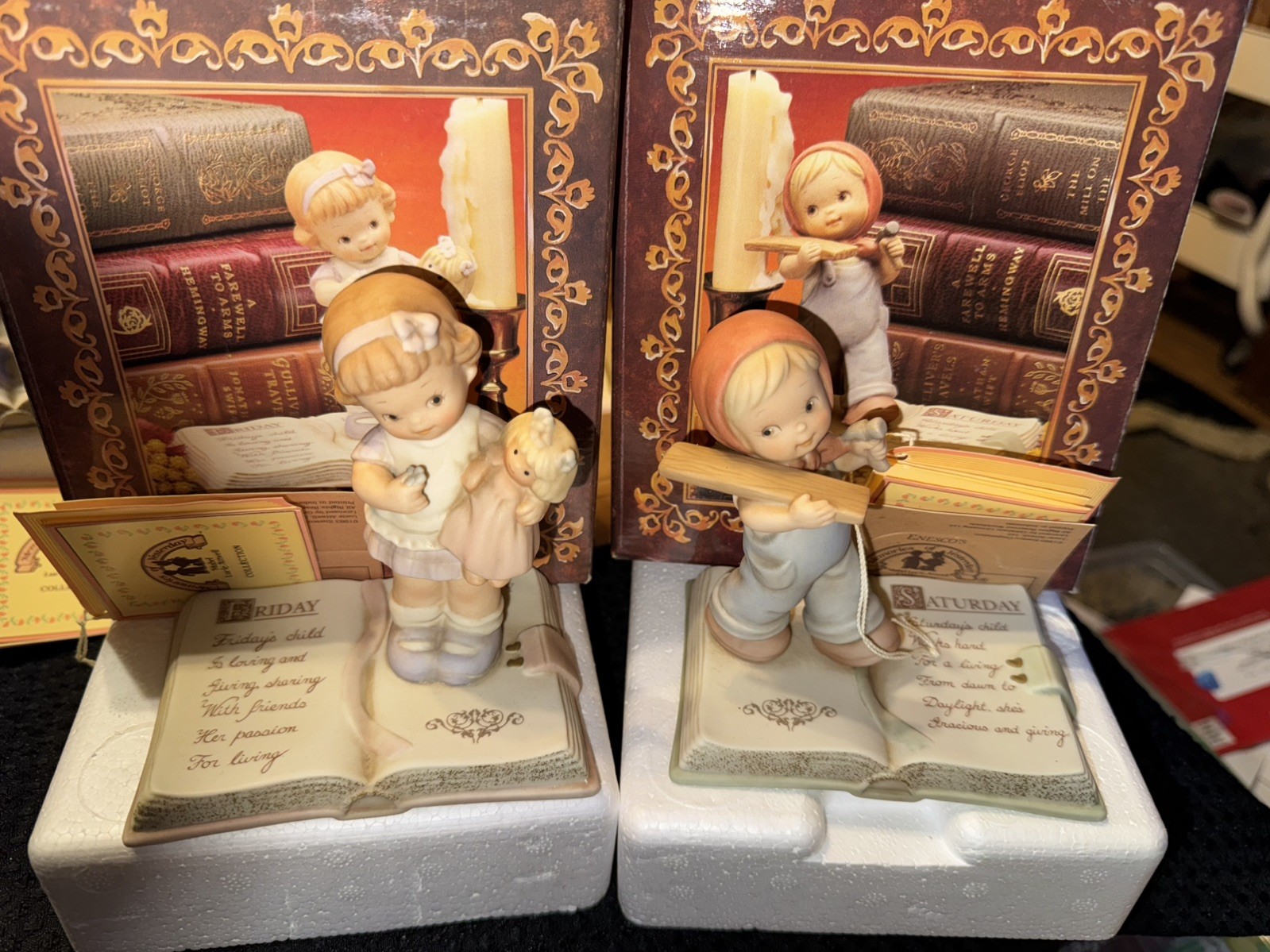 VTG. Enesco Memories Of Yesterday complete set of days of the week still in box