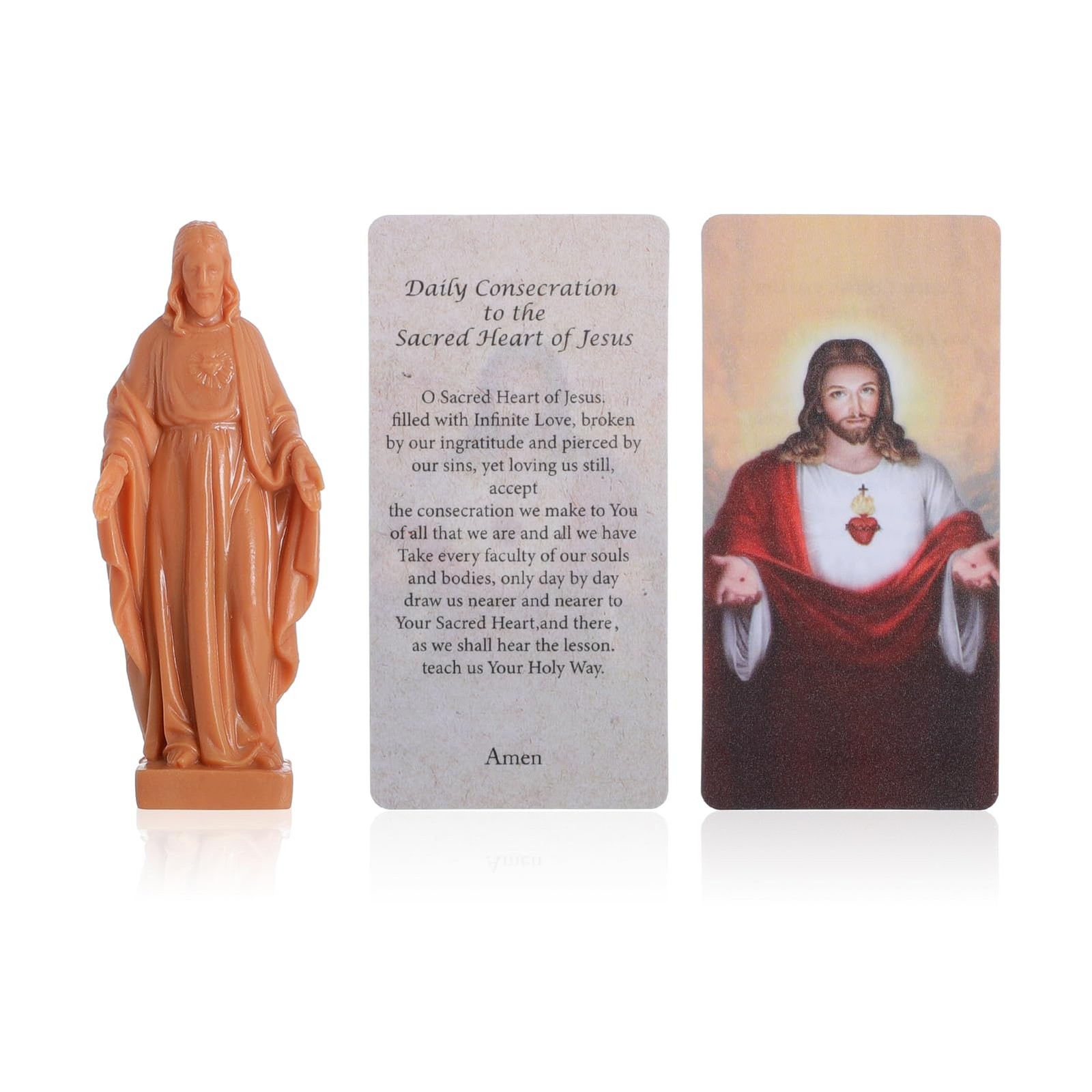 KOMI Sacred Heart of Jesus Statue with Prayer Card, Religious Catholic Mini J…