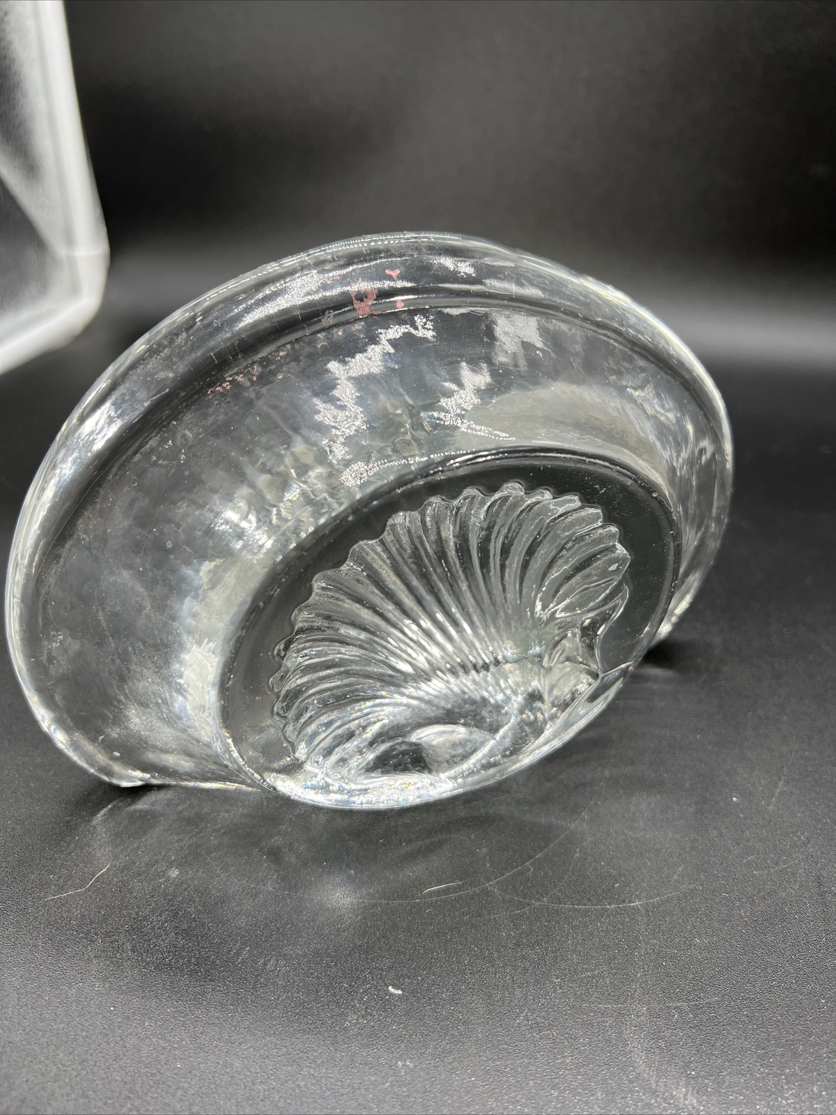 VTG Clear Glass Blenko Single Bookend, Molded Seashell Lovely Piece!
