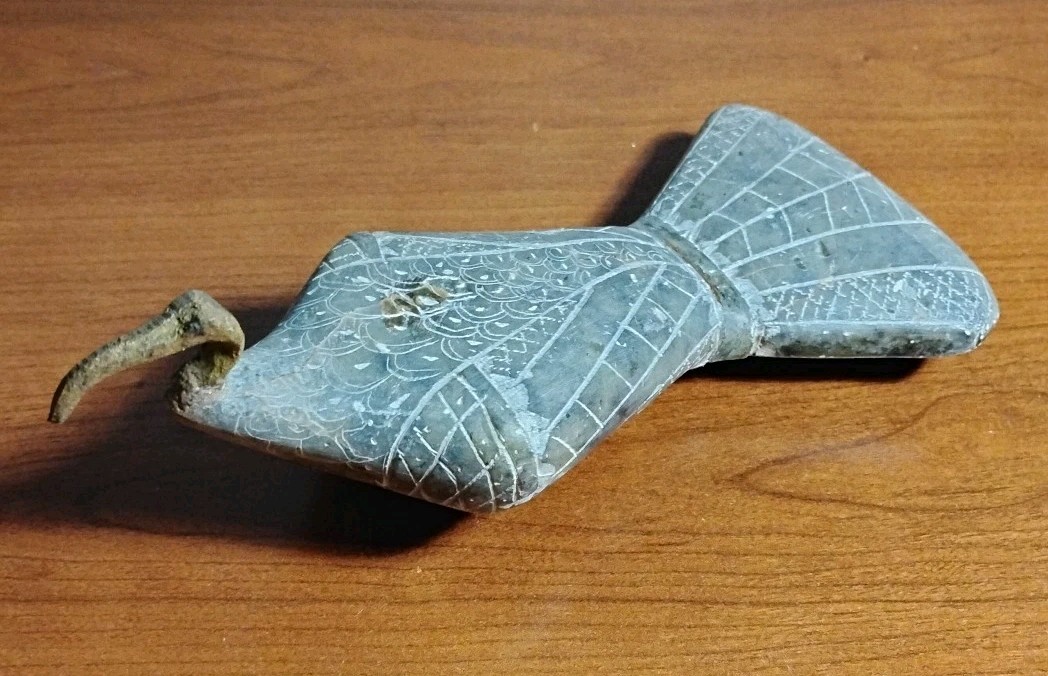Vintage Bird Carved Stone & Metal Sculpture Figurine 7” Rustic