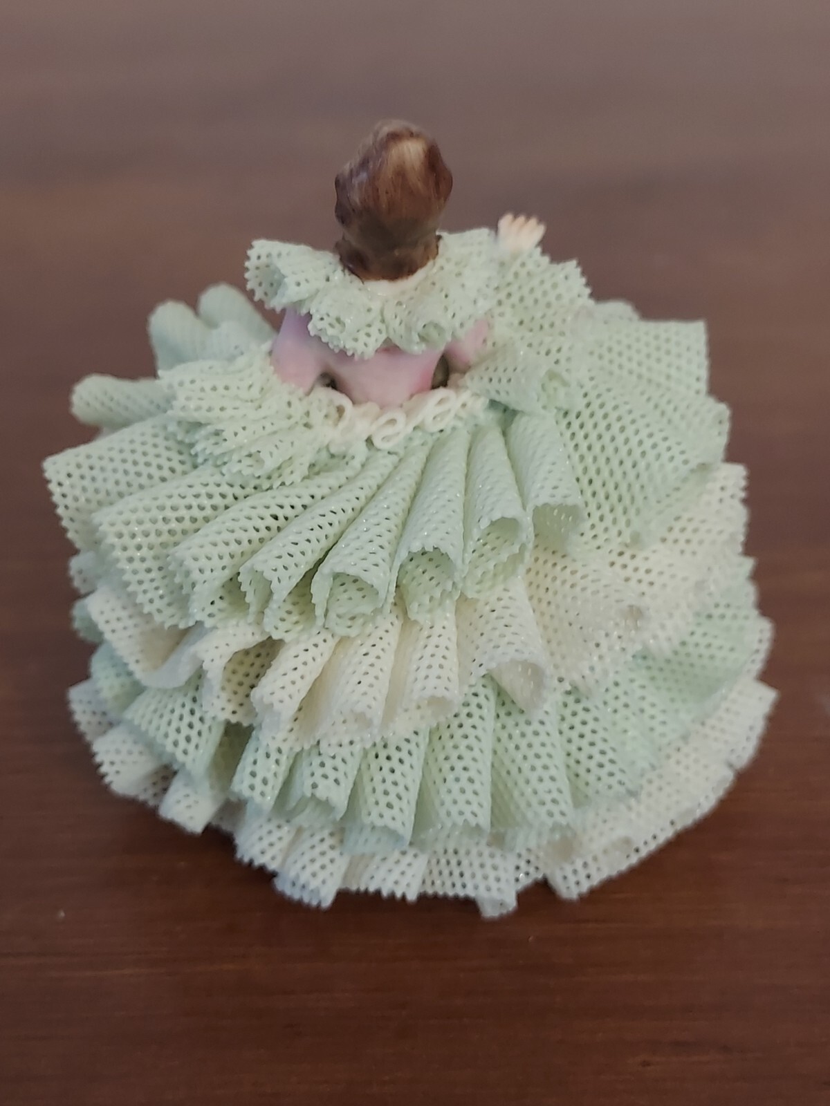 IRISH DRESDEN LACE Volkstedt Muller Miniature Porcelain Emerald ROSA PUFFY DRESS