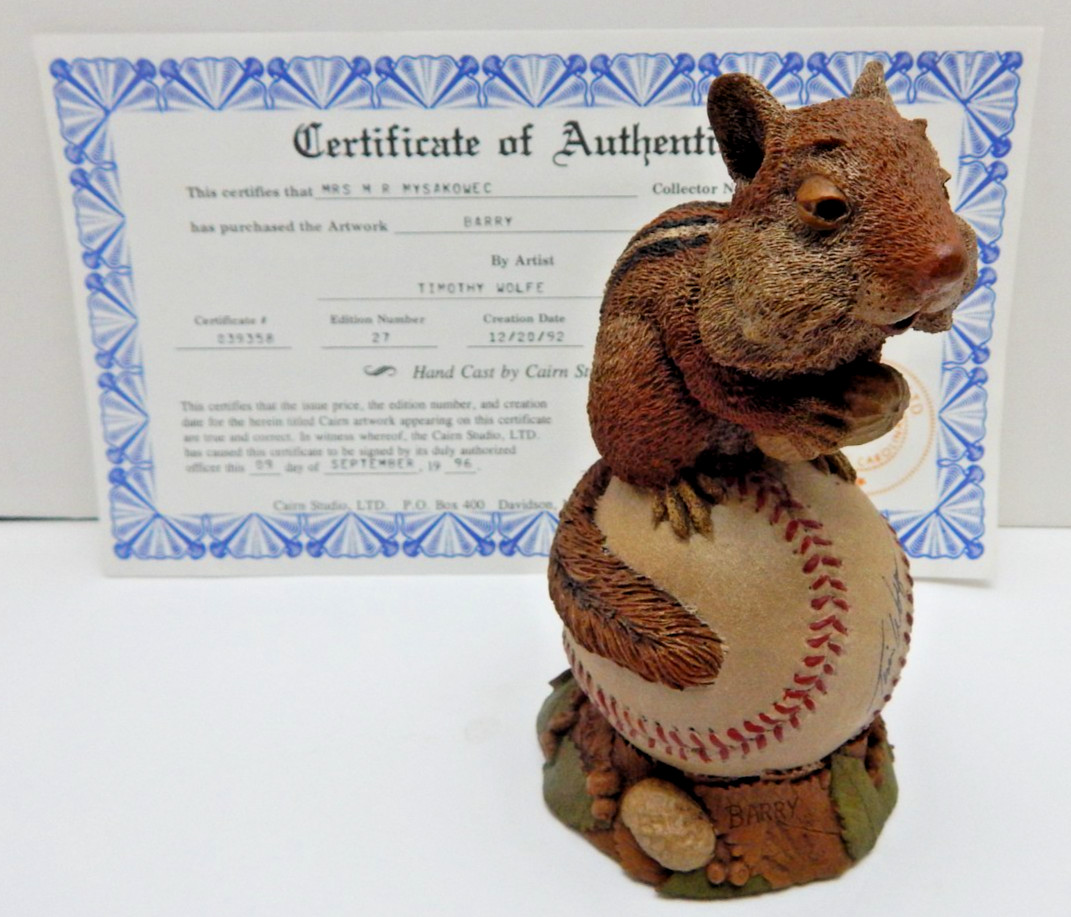 Barry by Timothy Wolfe Signed The Cairn Studio Edt#27 1992 w/COA Baseball (97