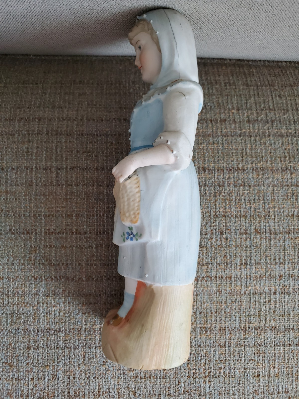 Antique German Bisque Porcelain 10″ Figurines Colonial Man & Woman Gold Trim