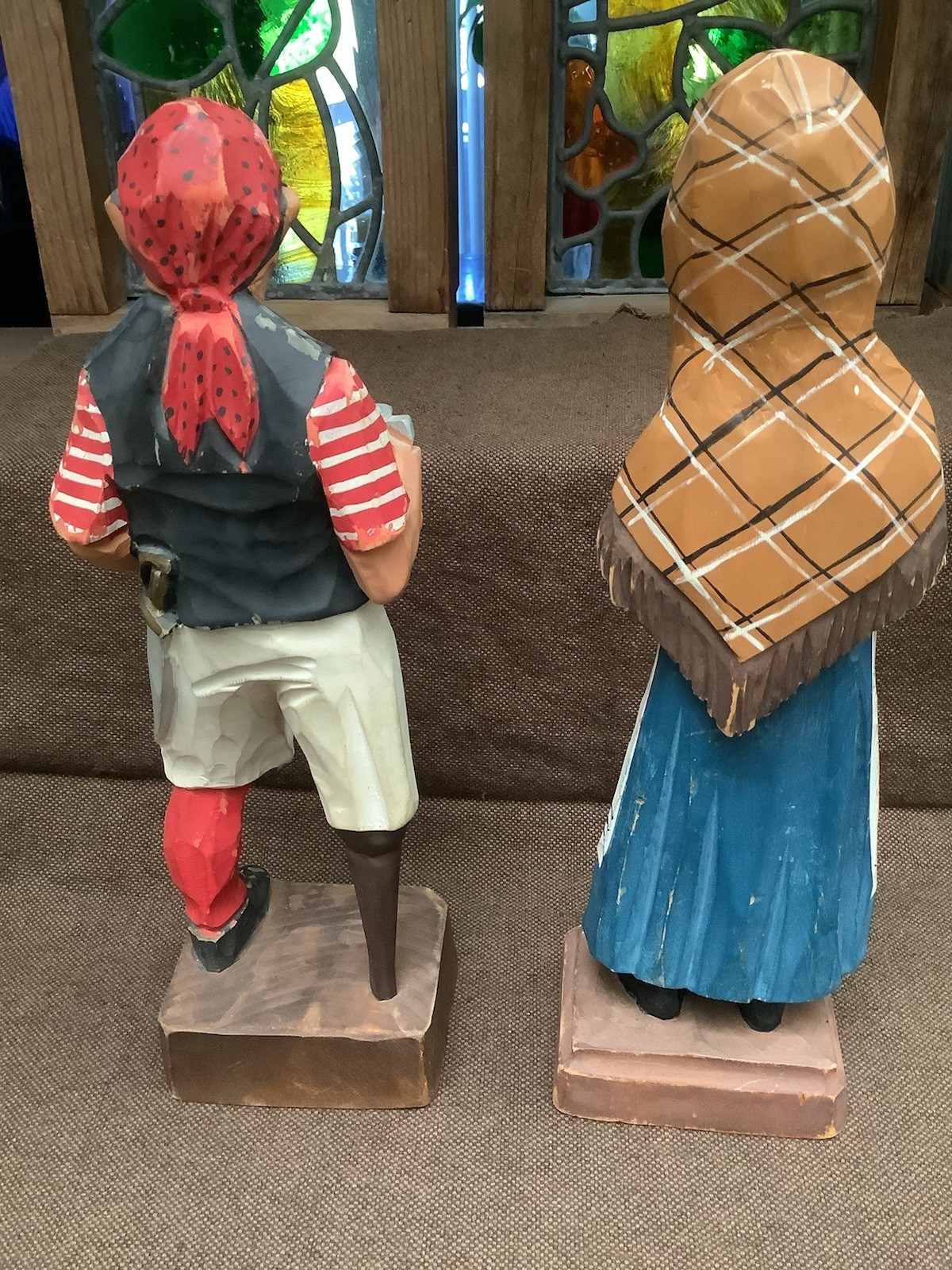 Sarah And Her Pirate Friend, Hand Carved Wooden Figures From The Hannah Family