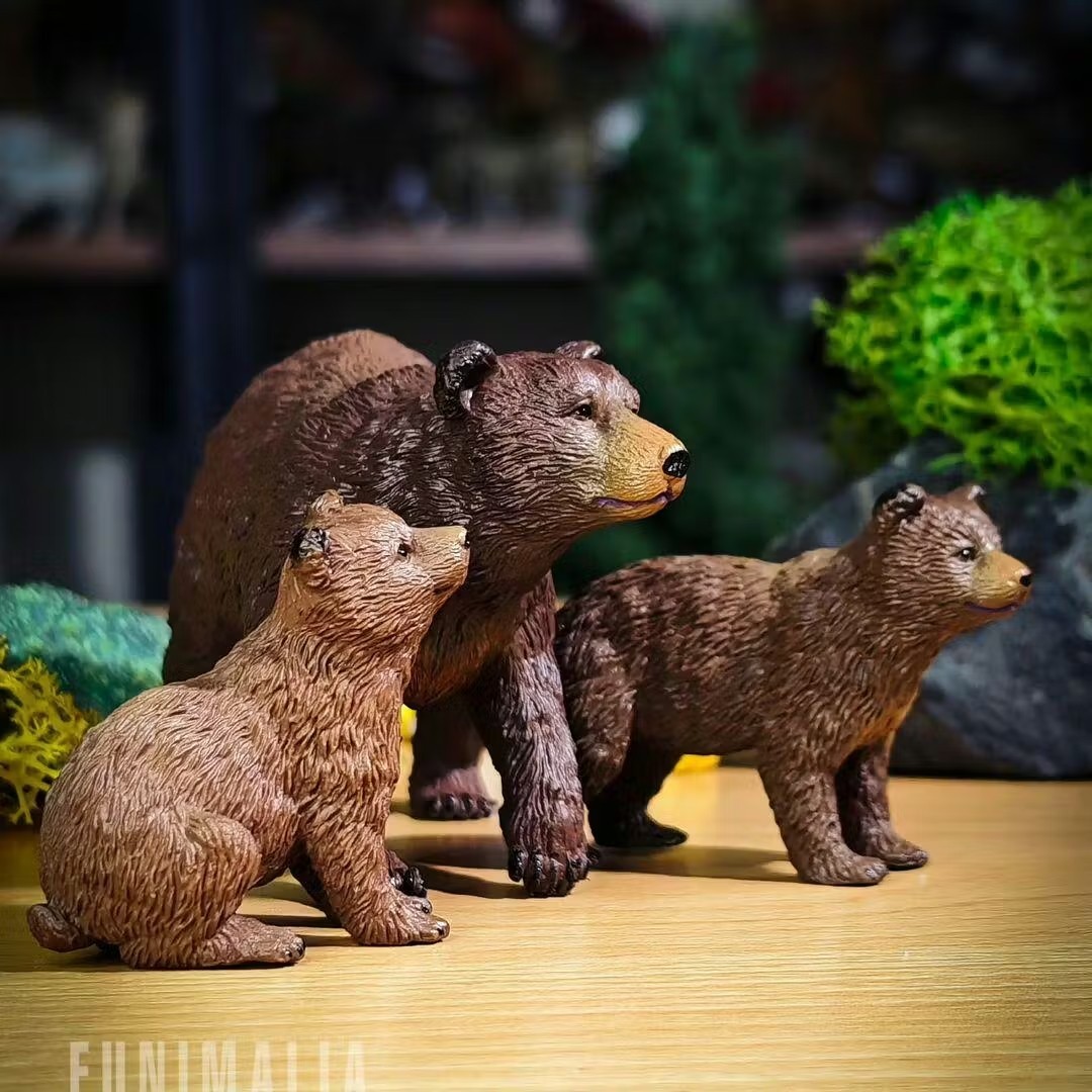 Toymany 6-pcs Bear Animal Figures, Realistic, Collectible Figurines Toy Set
