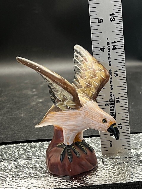 Hawk Bird Hunter Carved Wood Look Ceramic 4″ Figurine #1