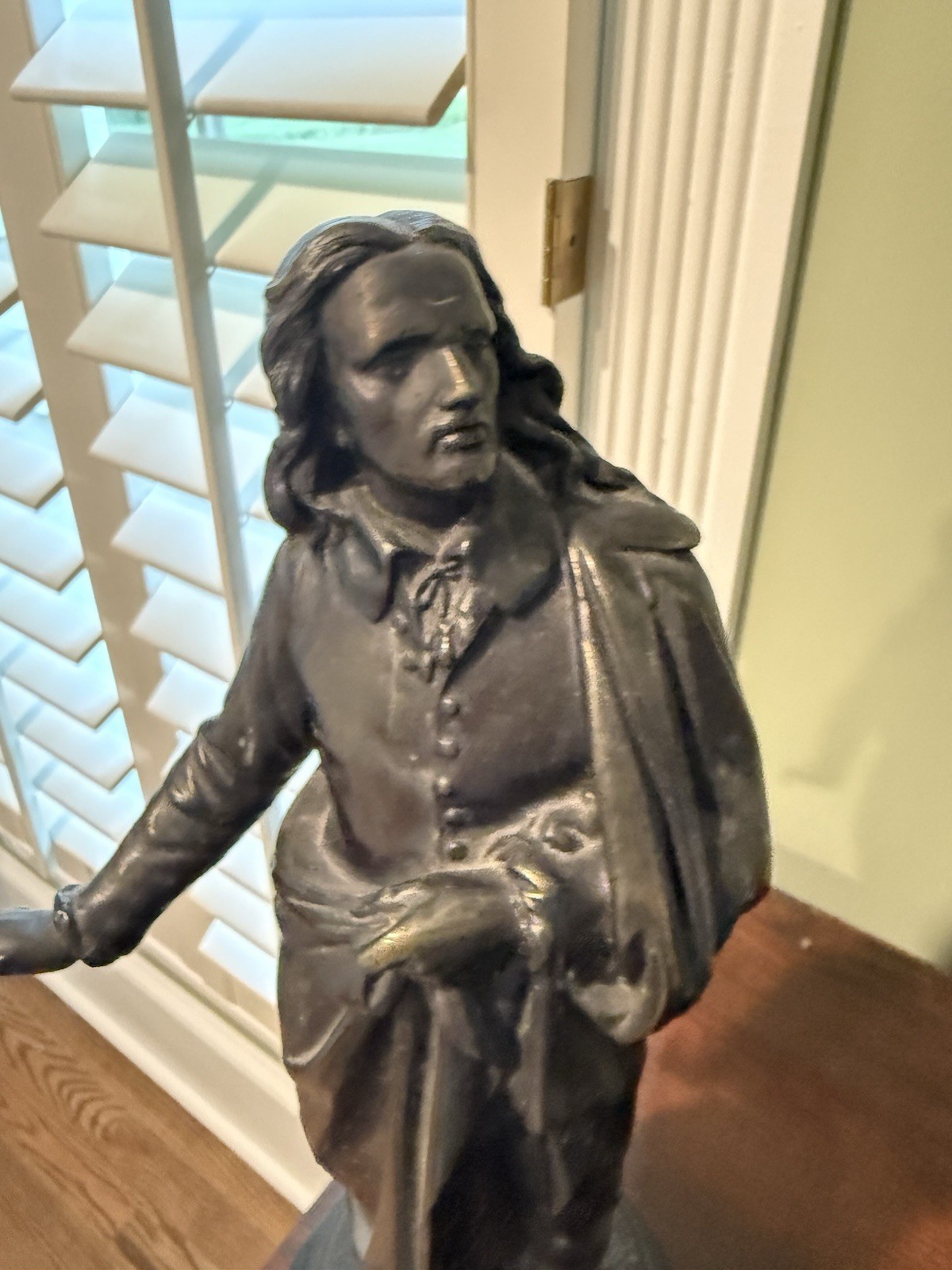 John Milton Metal Statue Figurine Black on Round Base, Adults, People Theme