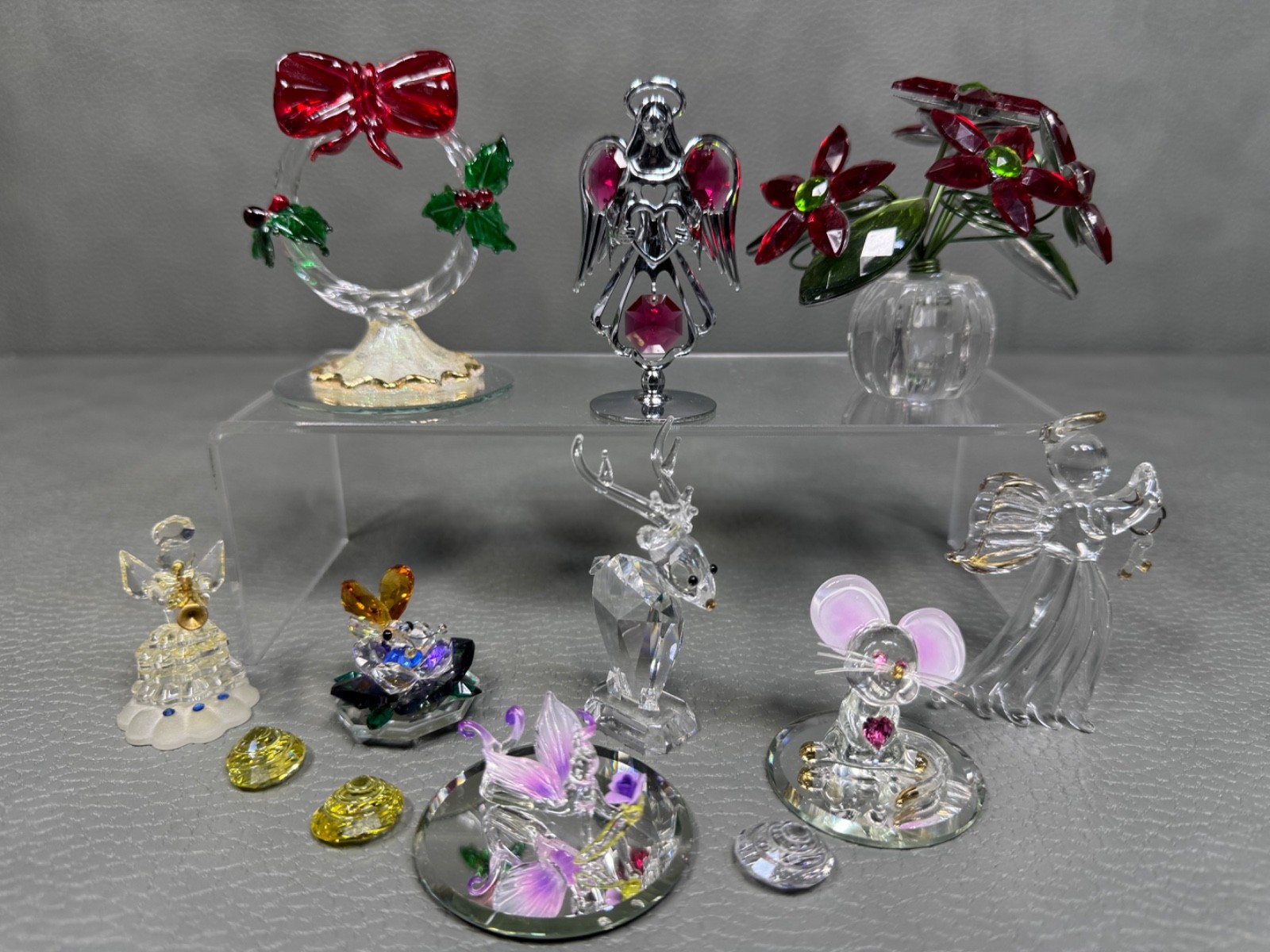 Collection of 9 Miniature Crystal Figurines