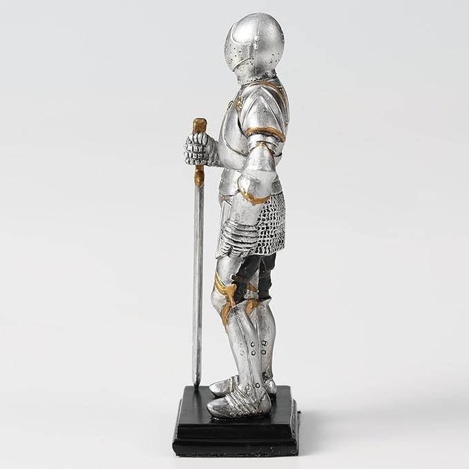 Polystone Medieval Knight Armor Sword Stance Statue Home Decorative Collectible