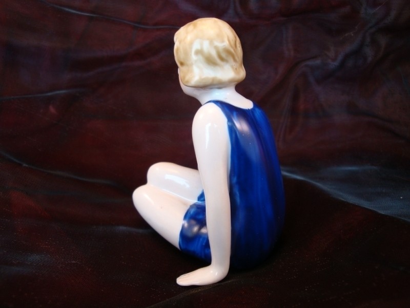 Art Deco-German Style Figurine Bathing Beauty Sexy Art Nouveau Style Porcelain
