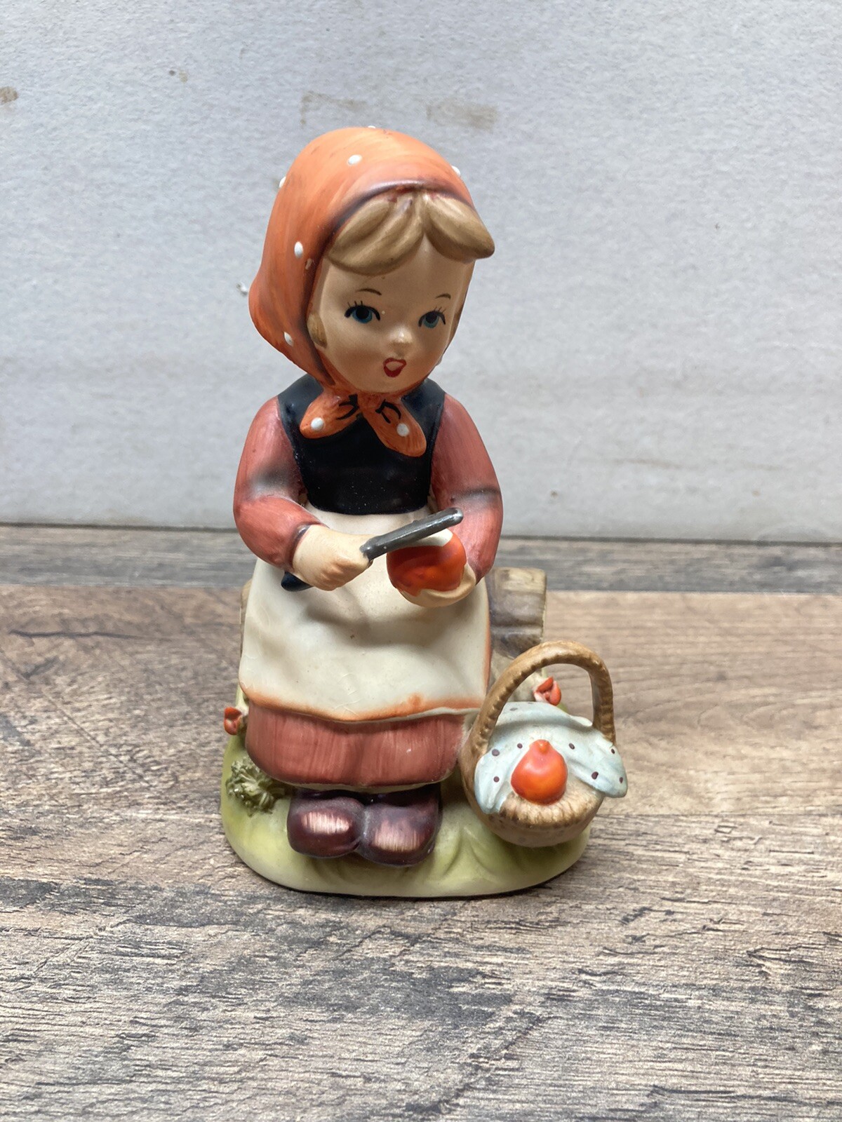 Vintage Erich Stauffer Figurine Girl Sitting On Log