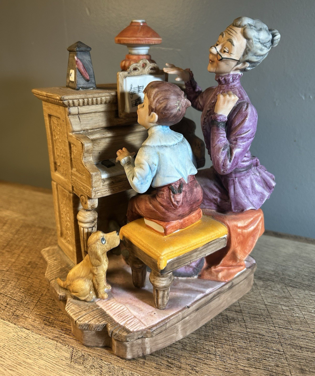 RARE Vintage LEFTON Piano Teacher And Boy Playing Piano Figurine Japan Norleans