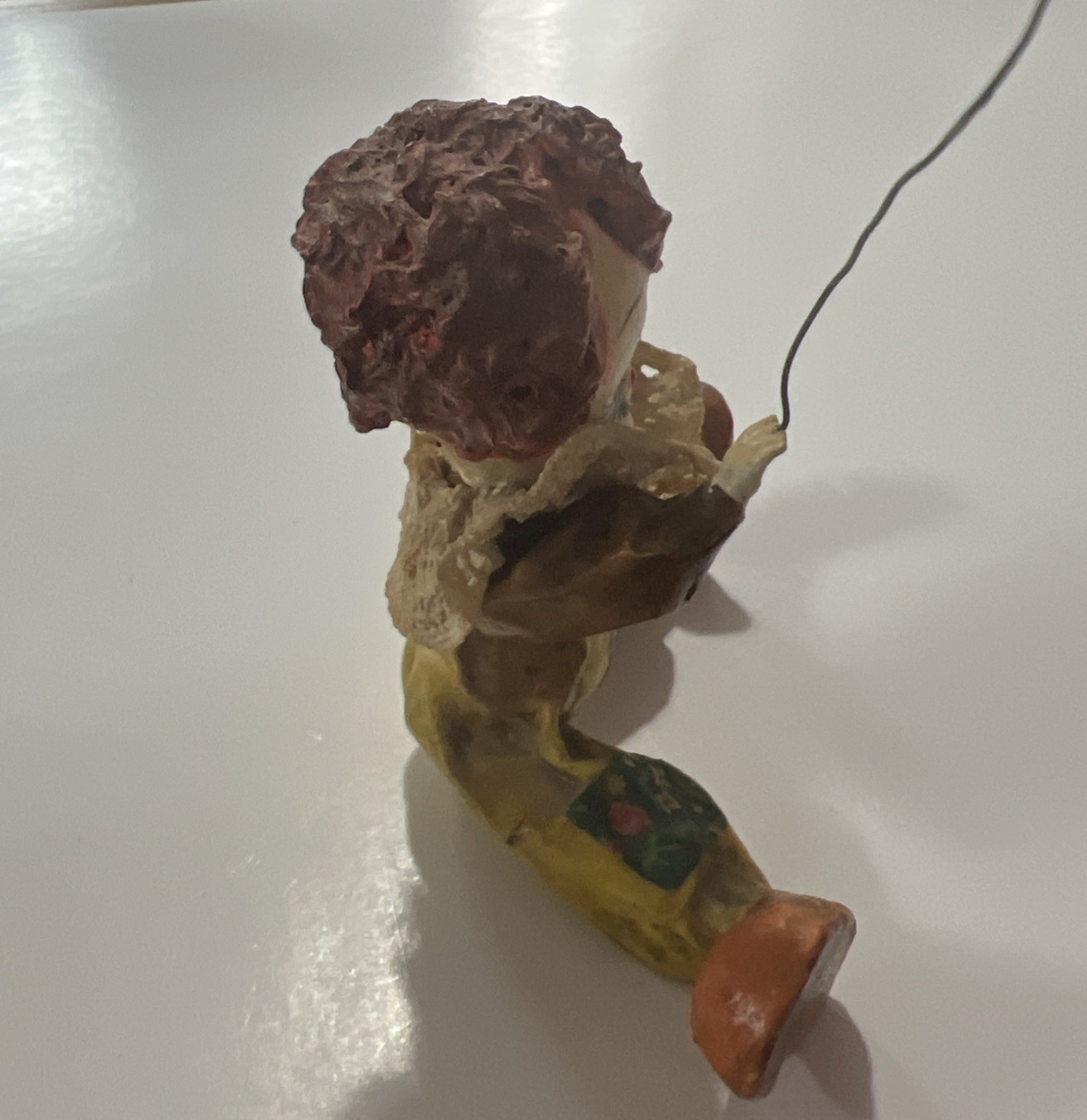 Vtg Handmade Clown Figurine Papier Mache Balloon Folk Art Multicolor Face