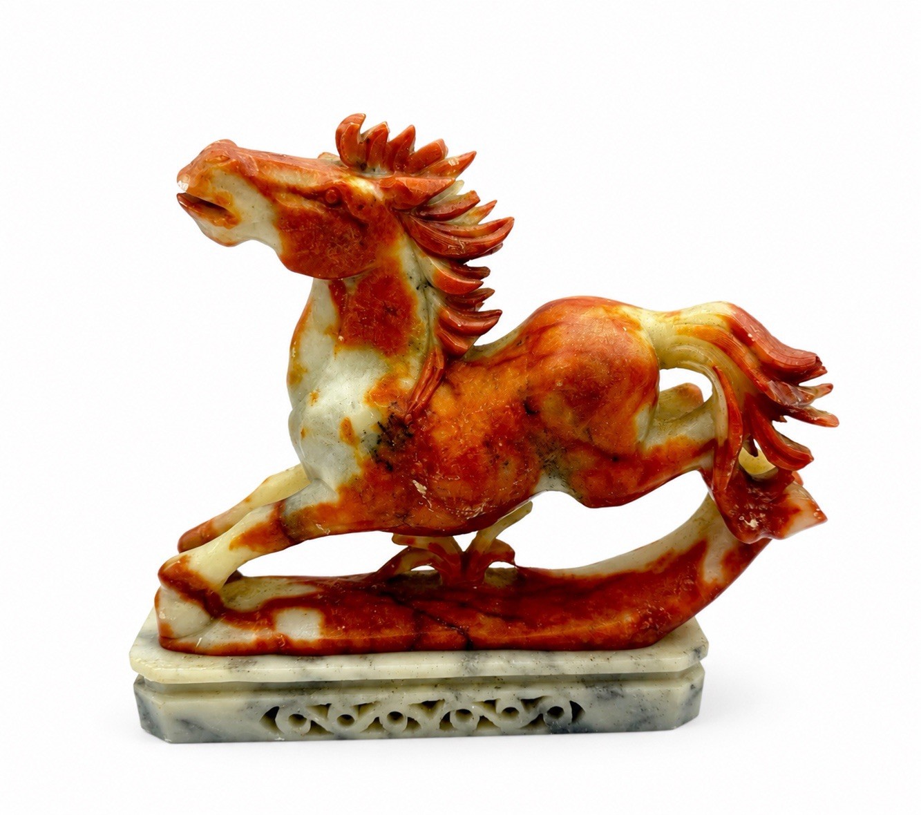 Vintage Chinese Carved Horse Hardstone Figurine Sculpture Dated Nov 1988