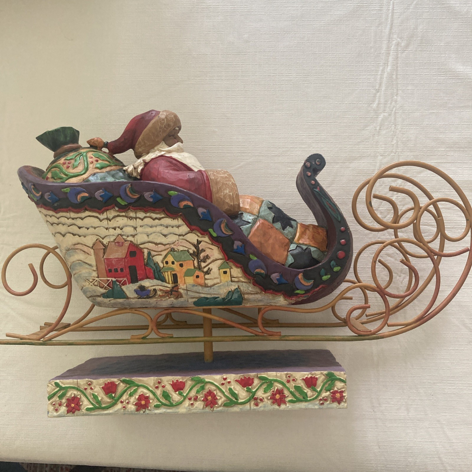 Jim Shore Heartwood Creek 2004 Delivering Joy Santa in Sleigh Figurine 117719