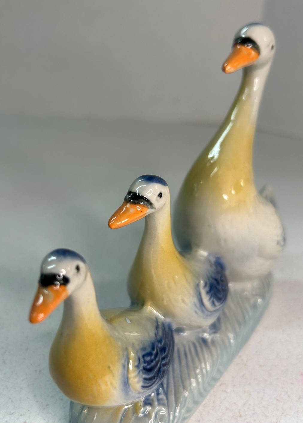 Vintage Ceramic Geese Figurine Hand Painted Birds MADE IN BRAZIL