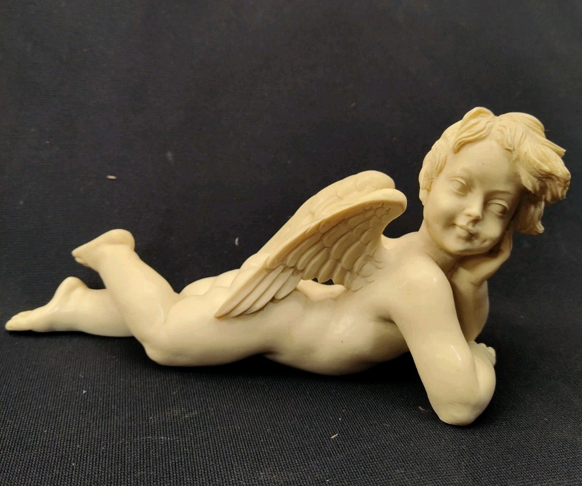 Rare Vintage Hand Carved Angle Made Of Stone Earl 1970-80’s Engraved With G.R